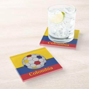 Colombia Soccer Poster Glass Coaster