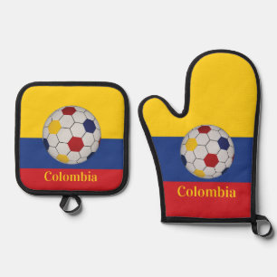 Colombia Soccer Poster Oven Mitt & Pot Holder Set