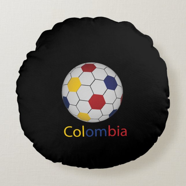 Colombia Soccer Round Pillow (Front)