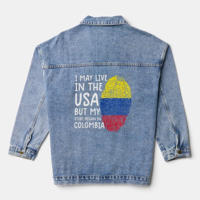 Colombia Tee  Men Colombia Flag  Women Colombian Denim Jacket (Back)