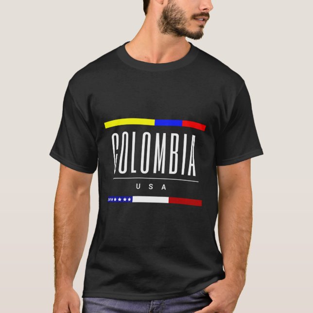 Colombia Usa Flag Friendship Born Family Gift T-Shirt (Front)