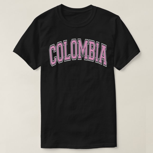 Colombia Varsity Style Pink Tet  T-Shirt (Design Front)