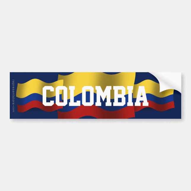 Colombia Waving Flag Bumper Sticker (Front)