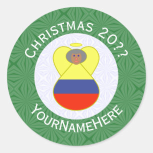Colombian Abuelita Angel for Christmas Classic Round Sticker