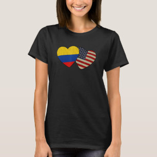 Colombian American Couple Heart Love Flag Valentin T-Shirt