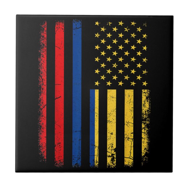 Colombian American Flag Colombian Roots Colombia A Ceramic Tile (Front)