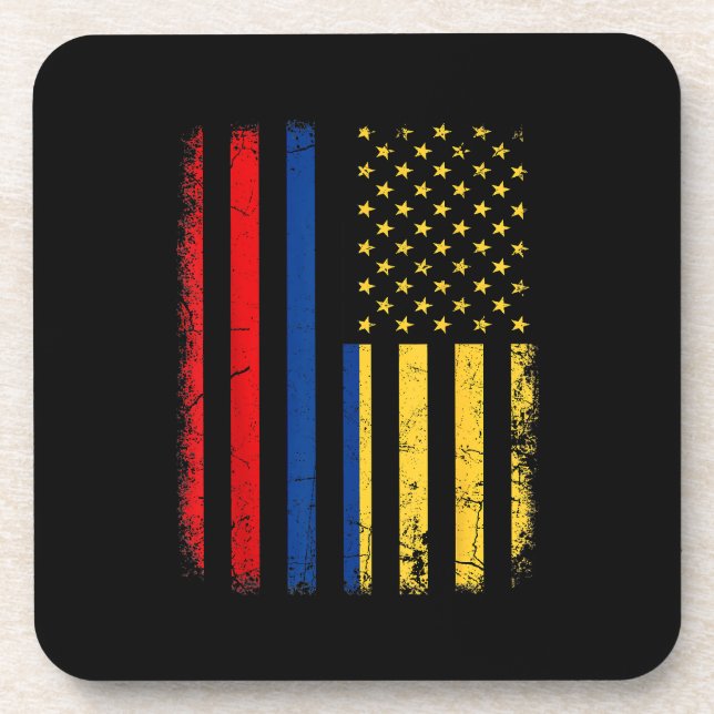 Colombian American Flag Colombian Roots Colombia A Coaster (Front)