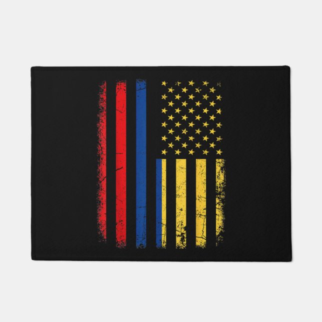 Colombian American Flag Colombian Roots Colombia A Doormat (Front)