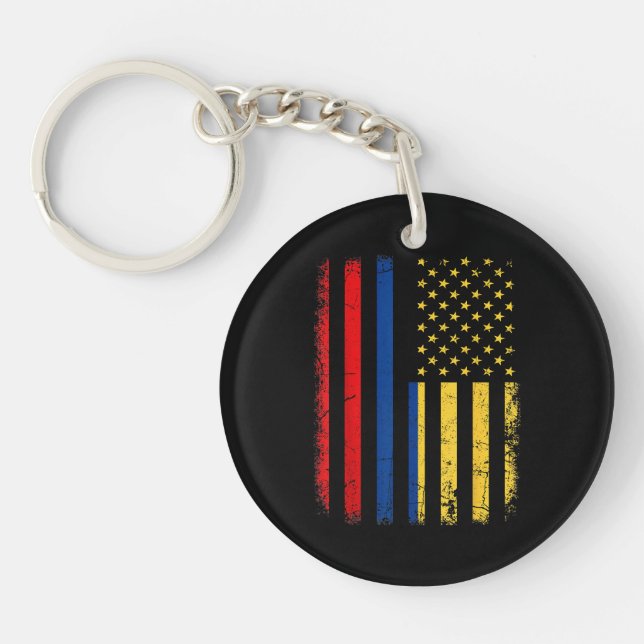 Colombian American Flag Colombian Roots Colombia A Key Ring (Front)