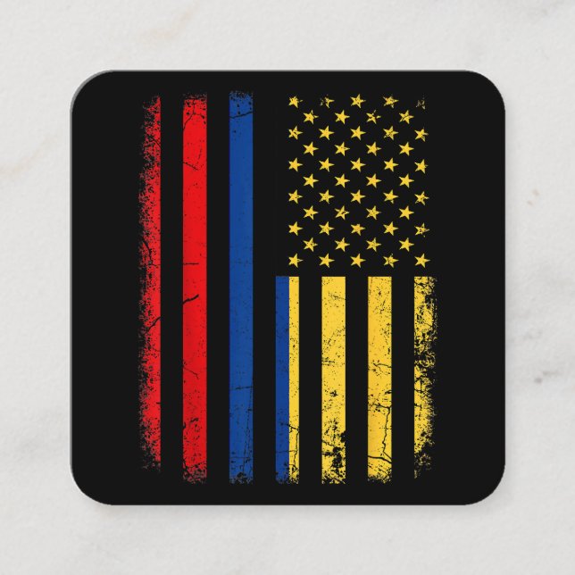 Colombian American Flag Colombian Roots Colombia A Square Business Card (Front)