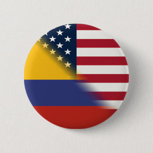Colombian American Flag   Half Colombia USA  6 Cm Round Badge