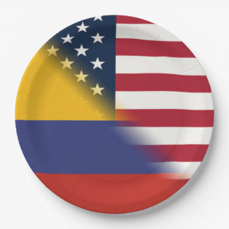 Colombian American Flag | Half Colombia USA Paper Plate