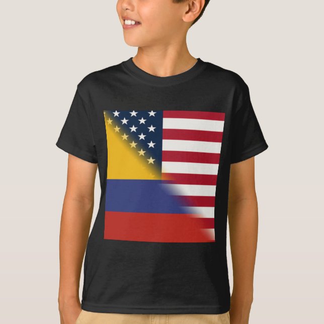 Colombian American Flag | Half Colombia USA  T-Shirt (Front)