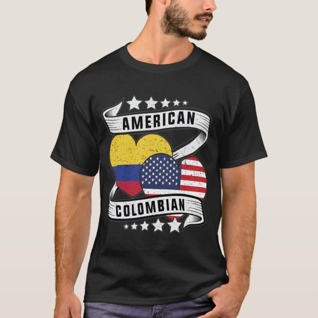 Colombian American flag shirt Half Colombian  (Front)