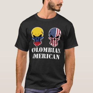 Colombian American Flag Skulls T-Shirt