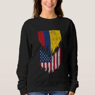 Colombian American Flags Ripped Torn Colombia Sweatshirt