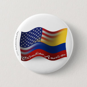 Colombian-American Waving Flag 6 Cm Round Badge
