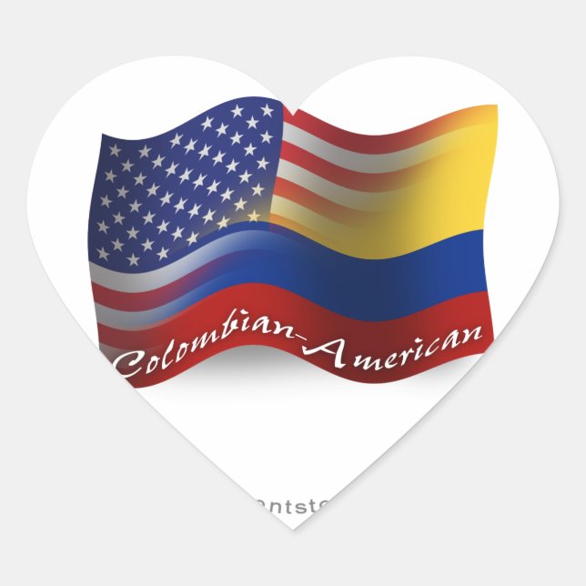 Colombian-American Waving Flag Heart Sticker (Front)