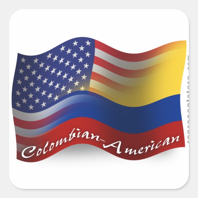 Colombian-American Waving Flag Square Sticker (Front)