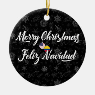 Colombian American With Custom Year Bilingual Ceramic Ornament