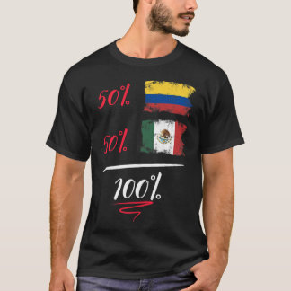 Colombian And Mexican Heritage Flag Pride DNA Half T-Shirt
