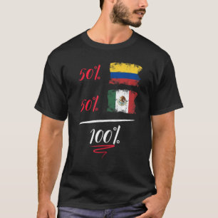 Colombian And Mexican Heritage Flag Pride DNA Half T-Shirt