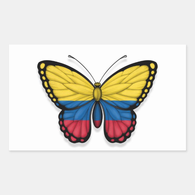 Colombian Butterfly Flag Rectangular Sticker (Front)