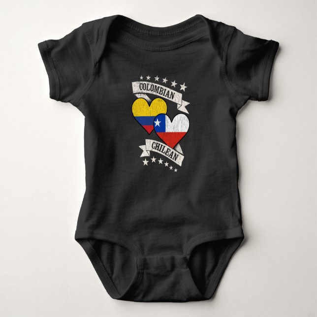 Colombian Chilean Heart Flags Colombia Chile Baby Bodysuit (Front)