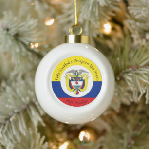 Colombian Coat of Arms Ceramic Ball Christmas Ornament