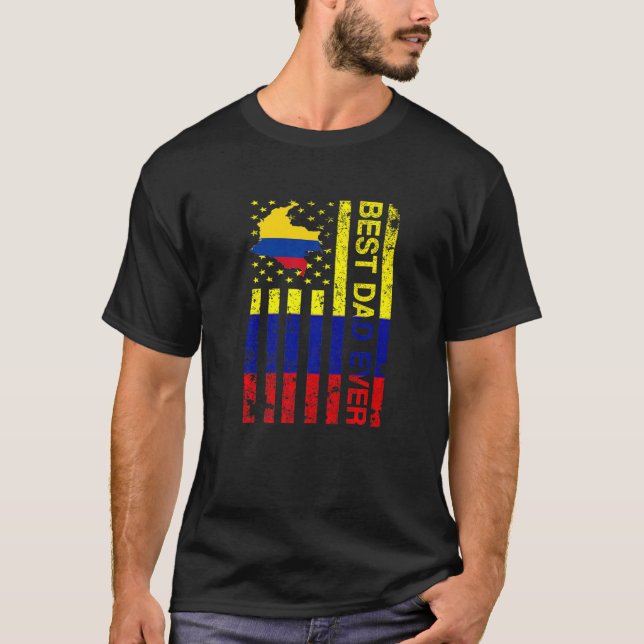Colombian Dad  Colombia Usa American Father's Day T-Shirt (Front)