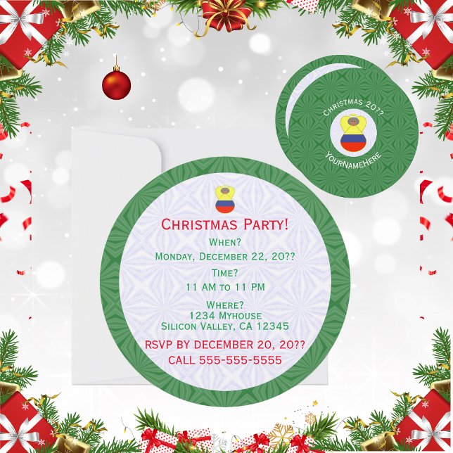 Colombian Flag Abuela Angel Christmas Personalised Invitation (Creator Uploaded)
