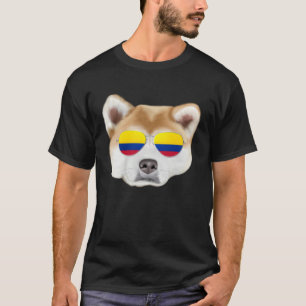 Colombian Flag Akita Dog Colombia Pocket T-Shirt