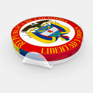 Colombian Flag and Coat of Arms Coaster Set
