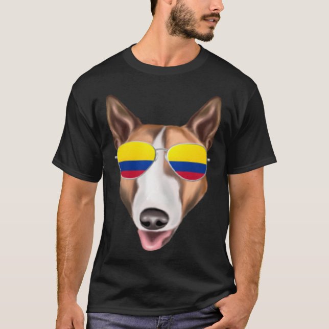 Colombian Flag Bull Terrier Dog Colombia Pocket T-Shirt (Front)