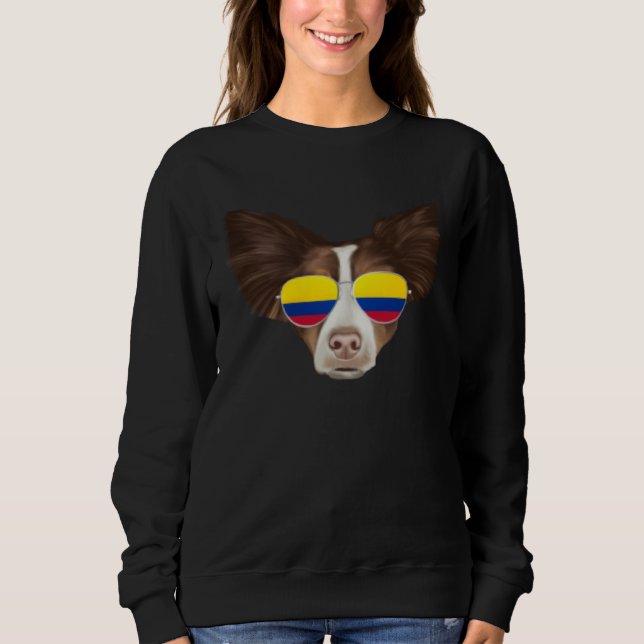 Colombian Flag Collie Dog Colombia Pocket Sweatshirt (Front)