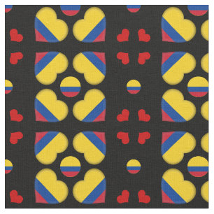 Colombian Flag & Colombia Heart fashion Fabric