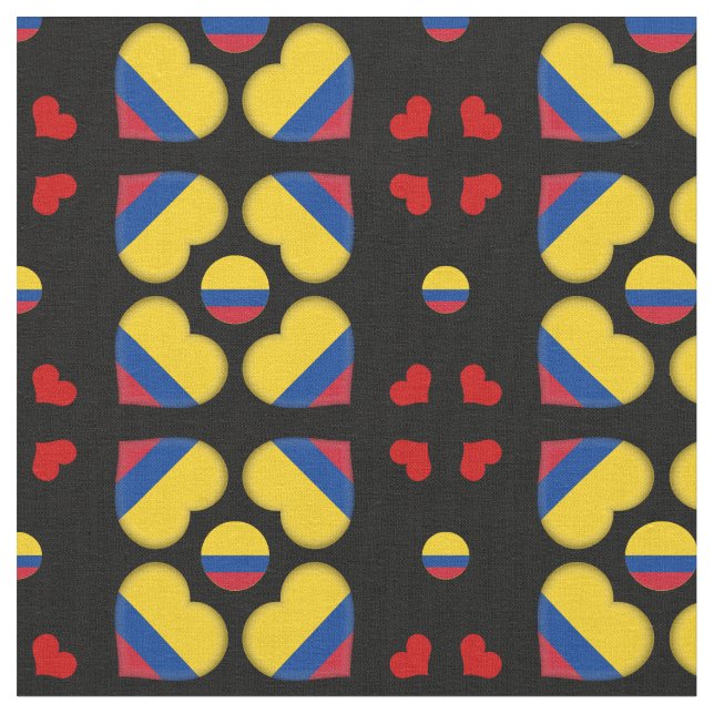 Colombian Flag & Colombia Heart fashion Fabric (Close Up)