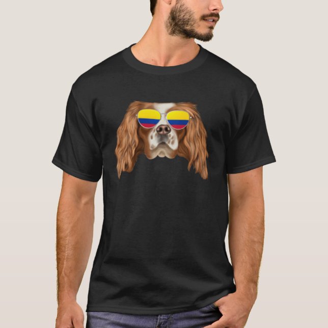Colombian Flag English Toy Spaniel Dog Colombia Po T-Shirt (Front)