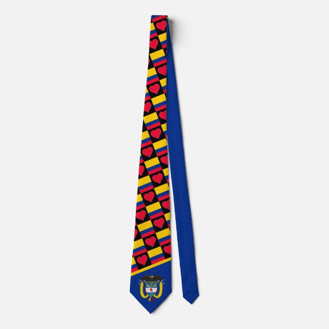 Colombian Flag Heart CO Colombia National Pride Tie (Front)