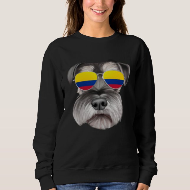 Colombian Flag Miniature Schnauzer Dog Colombia Po Sweatshirt (Front)