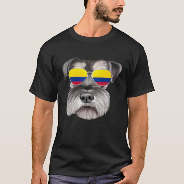 Colombian Flag Miniature Schnauzer Dog Colombia Po T-Shirt (Front)