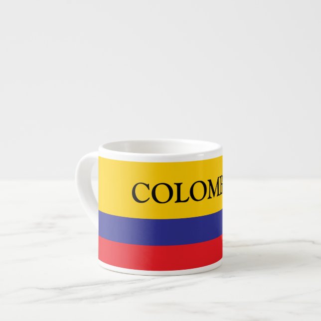 Colombian flag personalised espresso coffee cup (Front Left)