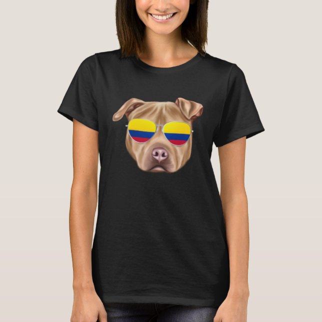 Colombian Flag Usa Staffordshire Terrier Dog Colom T-Shirt (Front)