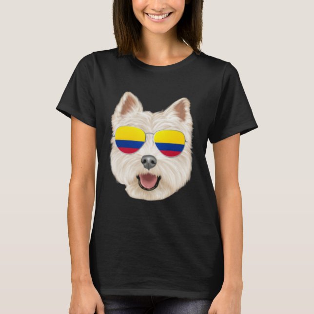 Colombian Flag West Highland White Terrier Dog Poc T-Shirt (Front)