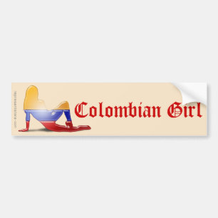 Colombian Girl Silhouette Flag Bumper Sticker