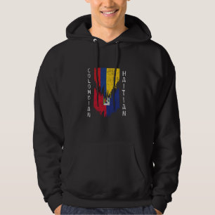 Colombian Haitian Flags Ripped Torn Colombia Haiti Hoodie