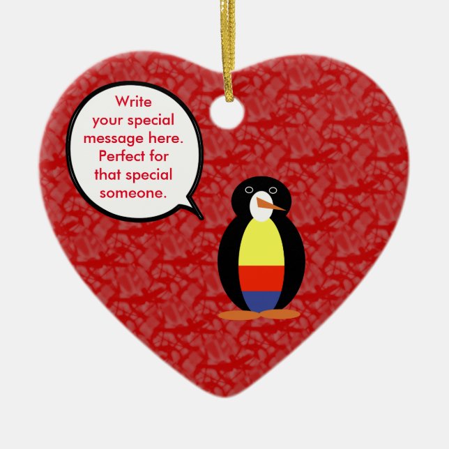 Colombian Holiday Mr. Penguin Ceramic Tree Decoration (Front)