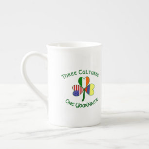Colombian Irish American Flag Shamrock Personalise Bone China Mug
