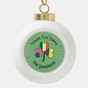 Colombian Irish American Flag Shamrock Personalise Ceramic Ball Christmas Ornament