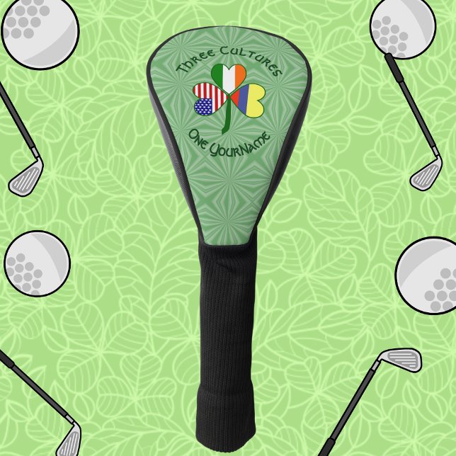 Colombian Irish American Flags Shamrock Your Name Golf Head Cover (Creator Uploaded)